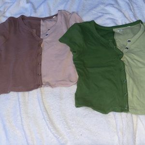2 pac sun shirts (green and brown) v cute and cheep